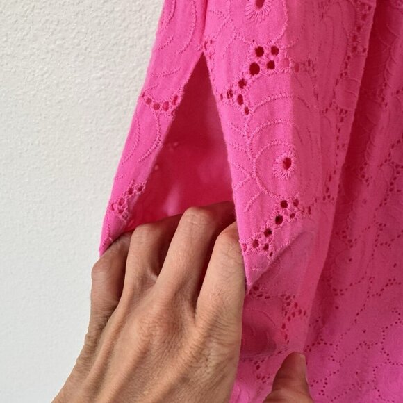 Molly B Boston Crochet Eyelet Shift Mini Dress in Pink Size 4 Lined - Picture 8 of 8